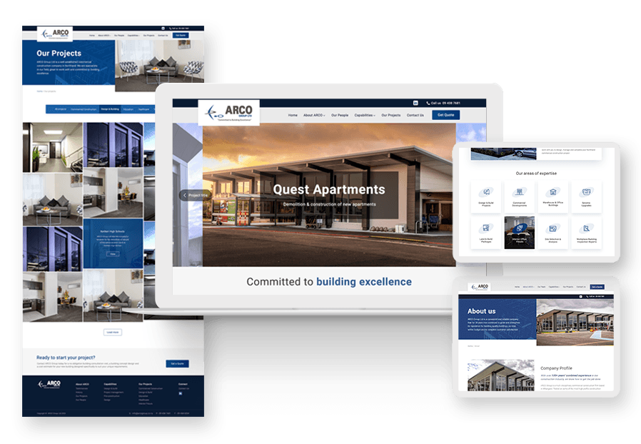 Www.odeslak created the website for construction company ARCO to present their services
